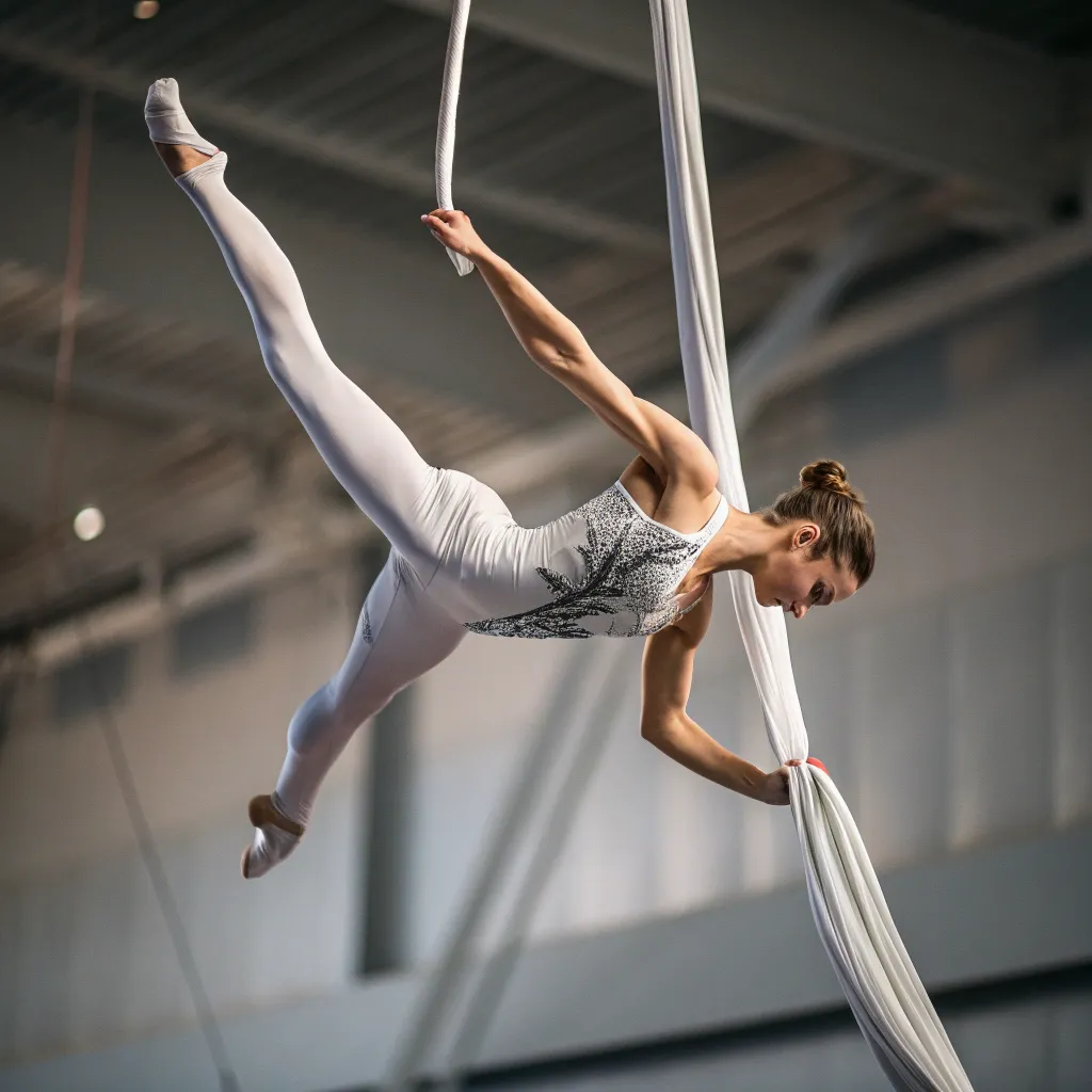 Aerial Gymnast performing with grace and strength